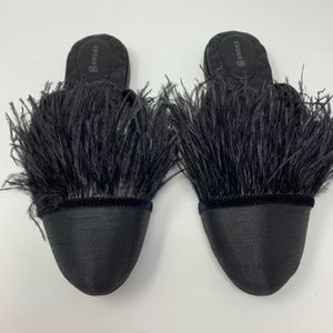 Birdies The Lovebird Feather Trim Mule - Black 7